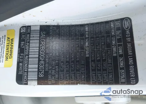 2016 Land Rover Discovery Sport Hse from USA, damaged, VIN SALCR2BG0GH630758